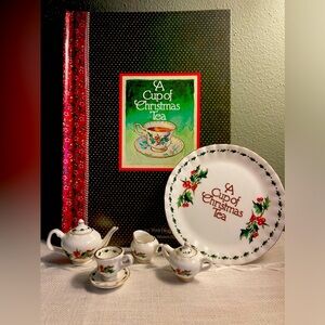 A Cup of Christmas Tea by Tom Hegg book & miniature tea set by Walkman House.